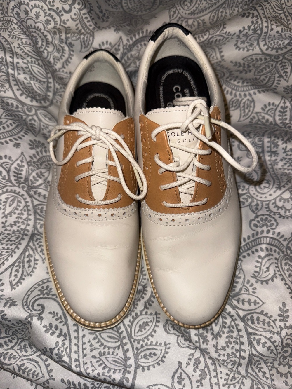 Cole Haan White and Tan Saddle Golf Flats
